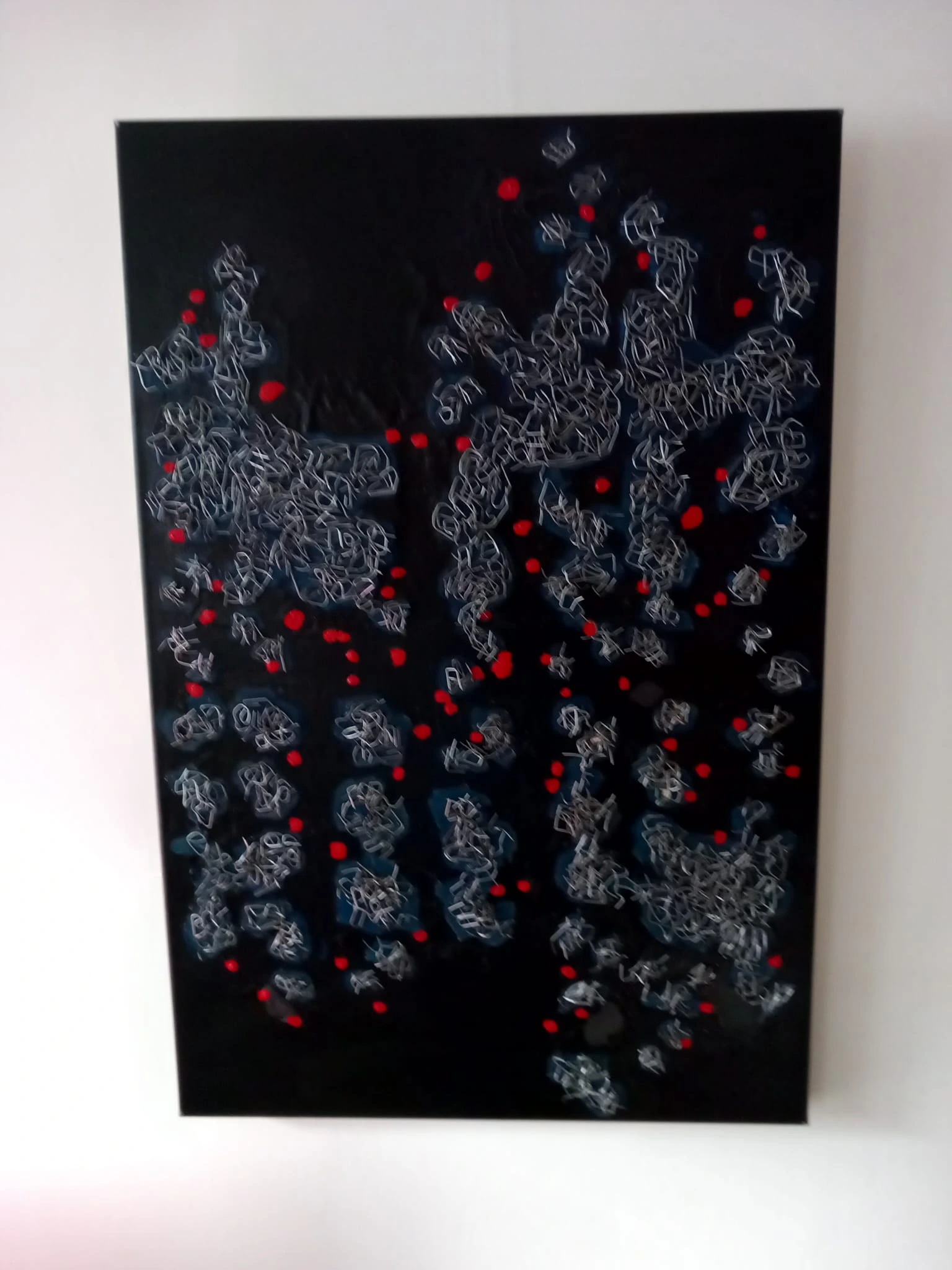 Zwart met sinaasappelkistnietjes 90x70cm cm - Karl van Stek