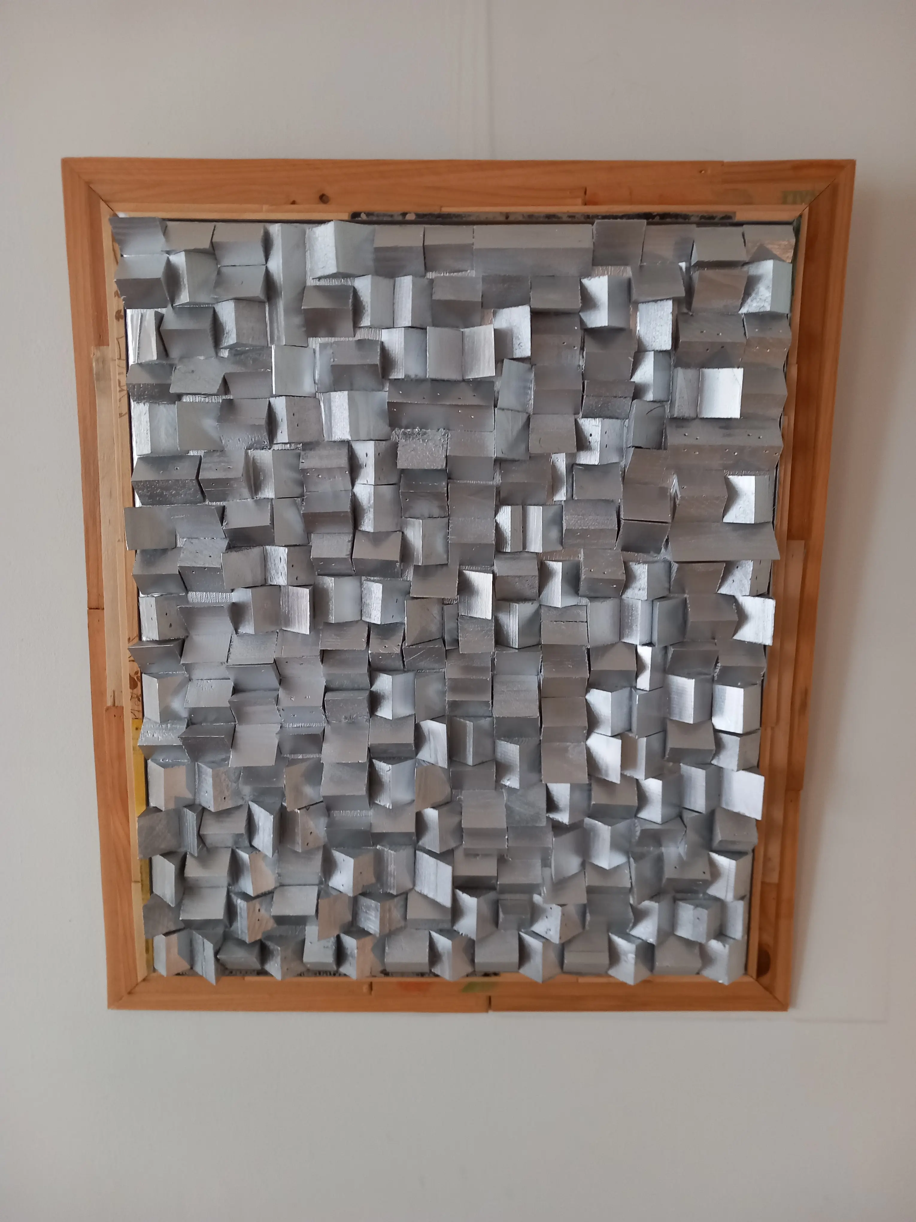 Blokjes Zilver 70 bij 56 cm - Karl van Stek