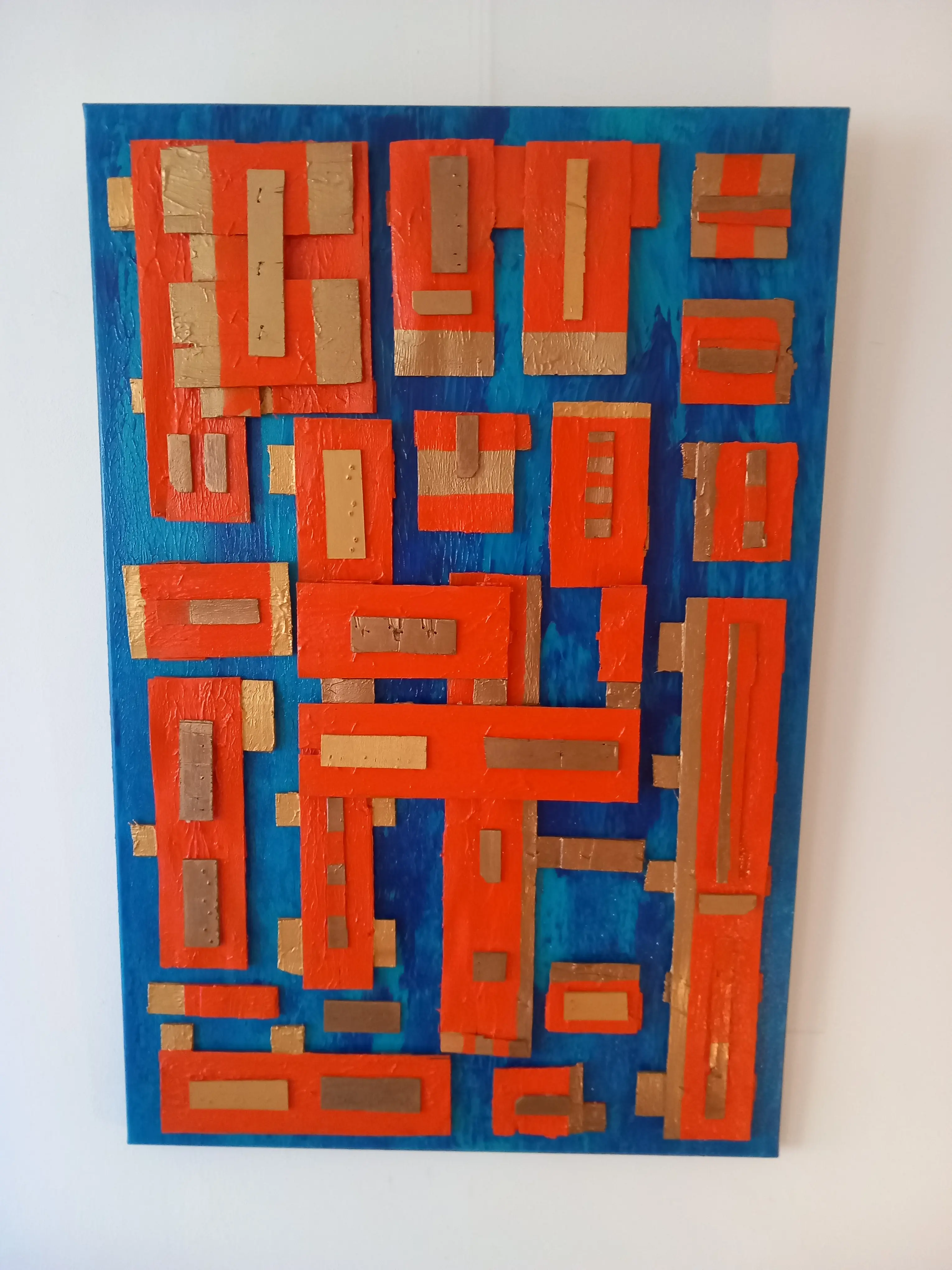 Bodem Blauw donker/oranje 90 bij 60 cm - Karl van Stek
